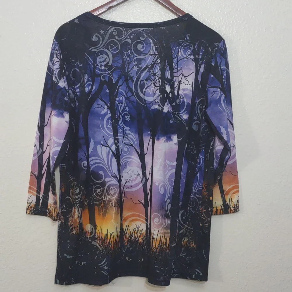 SLIGHTLY USE HALLOWEEN 3/4 SLEEVE SHIRT SIZE L (12/14) LIGHTWEIGHT - Picture 8 of 10